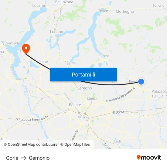 Gorle to Gemonio map