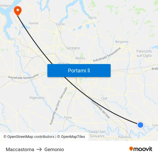 Maccastorna to Gemonio map