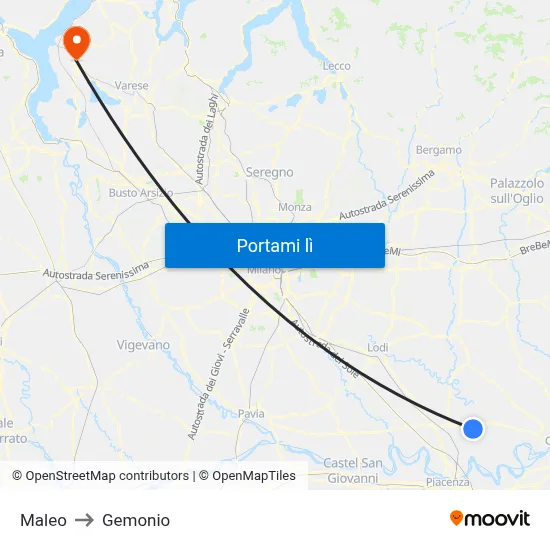 Maleo to Gemonio map