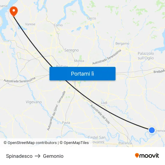 Spinadesco to Gemonio map