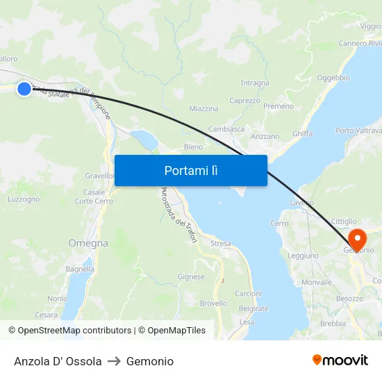 Anzola D' Ossola to Gemonio map