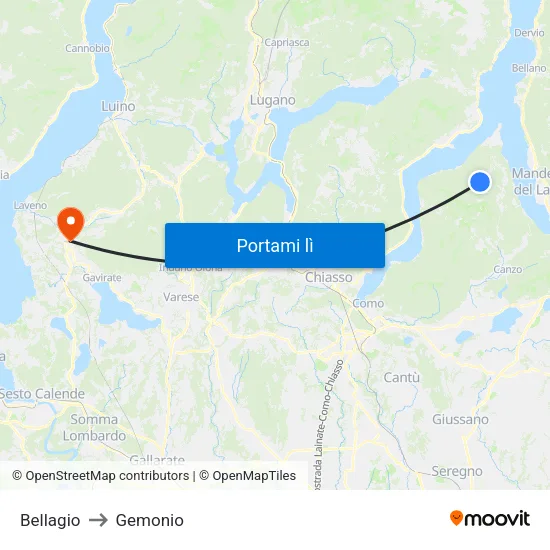 Bellagio to Gemonio map