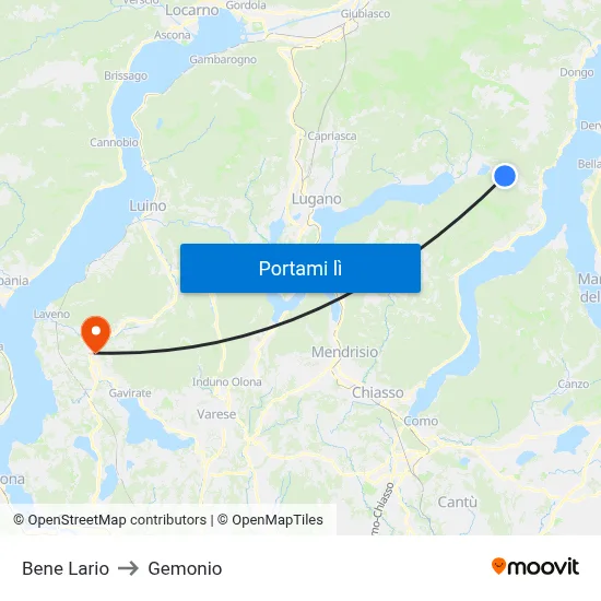 Bene Lario to Gemonio map