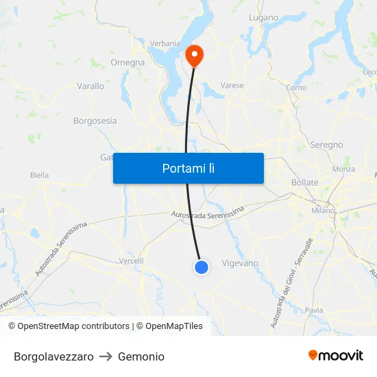 Borgolavezzaro to Gemonio map