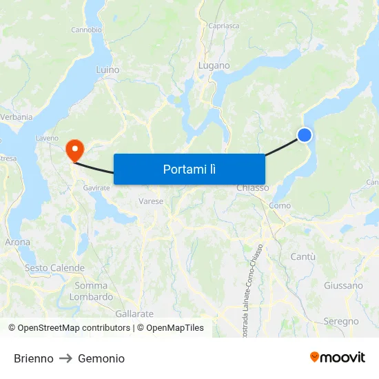 Brienno to Gemonio map