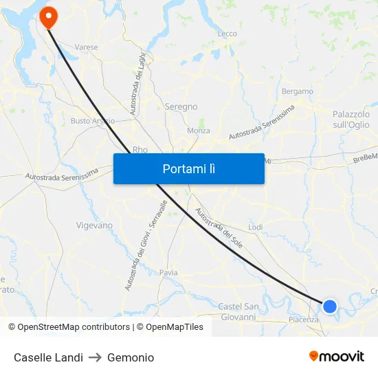 Caselle Landi to Gemonio map