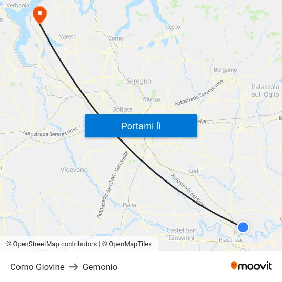 Corno Giovine to Gemonio map