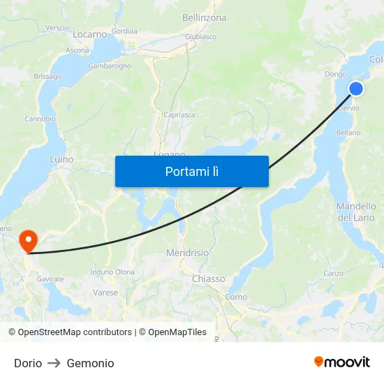 Dorio to Gemonio map