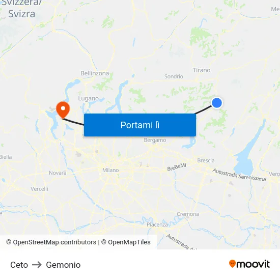 Ceto to Gemonio map