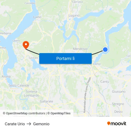 Carate Urio to Gemonio map