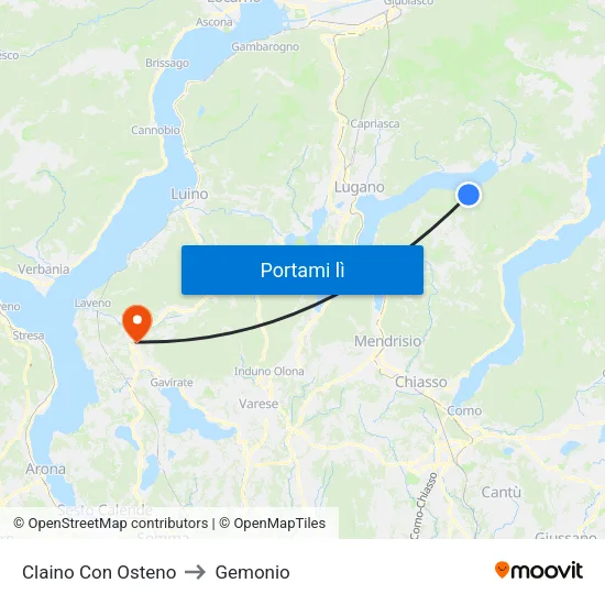 Claino Con Osteno to Gemonio map