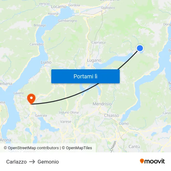 Carlazzo to Gemonio map