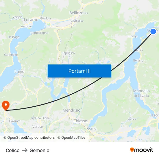Colico to Gemonio map