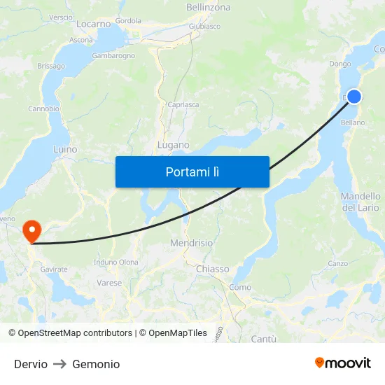 Dervio to Gemonio map