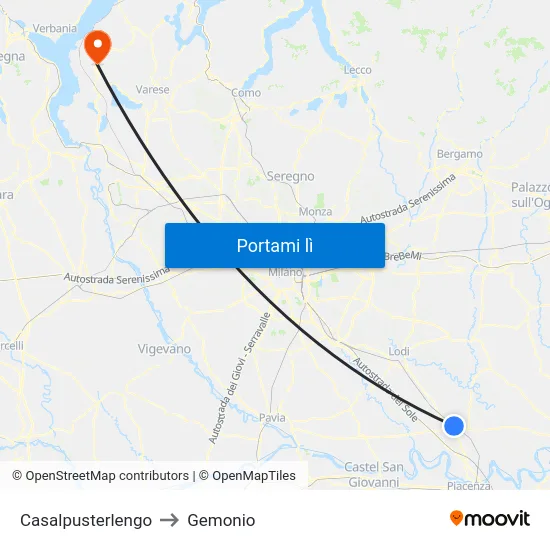 Casalpusterlengo to Gemonio map