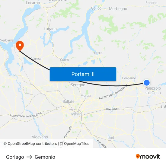 Gorlago to Gemonio map