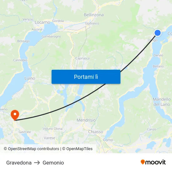 Gravedona to Gemonio map