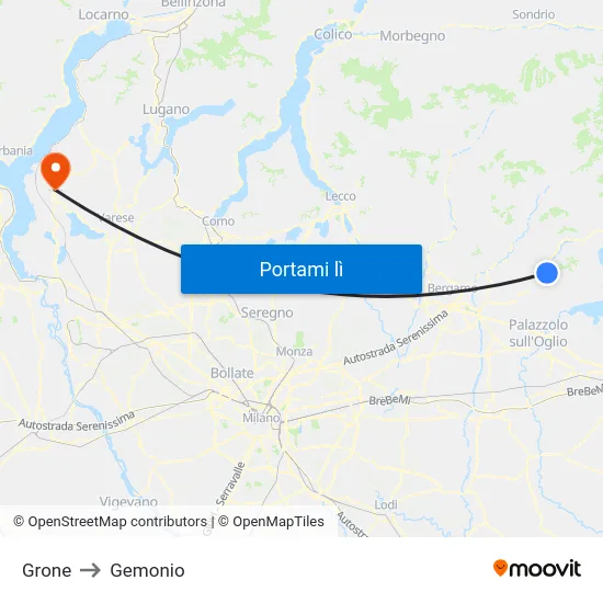 Grone to Gemonio map