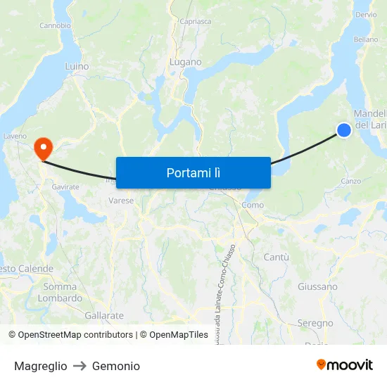 Magreglio to Gemonio map