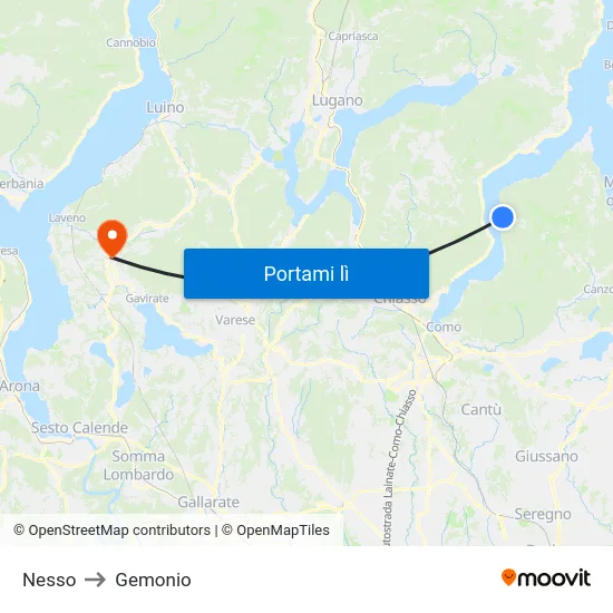 Nesso to Gemonio map