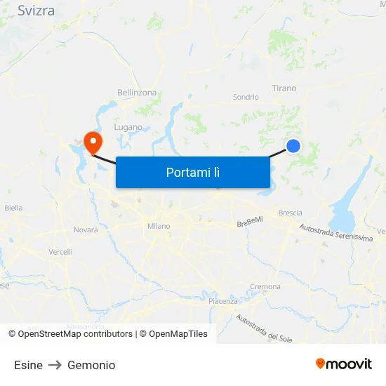 Esine to Gemonio map