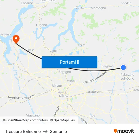 Trescore Balneario to Gemonio map