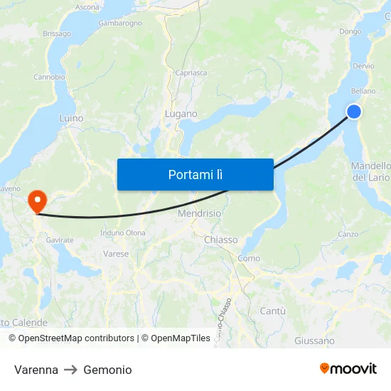 Varenna to Gemonio map