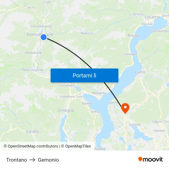 Trontano to Gemonio map