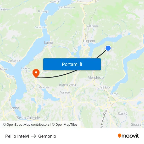 Pellio Intelvi to Gemonio map