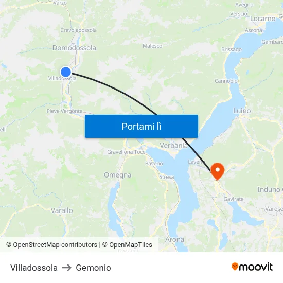 Villadossola to Gemonio map