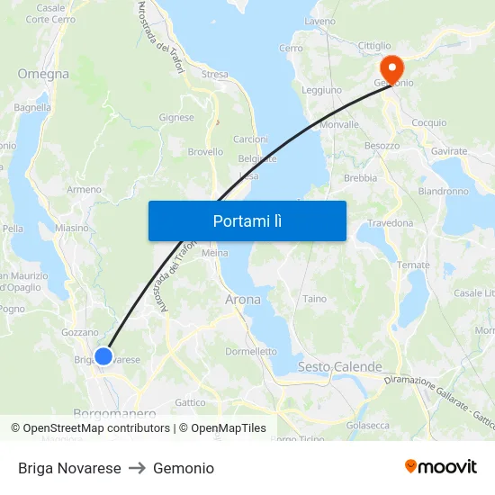 Briga Novarese to Gemonio map