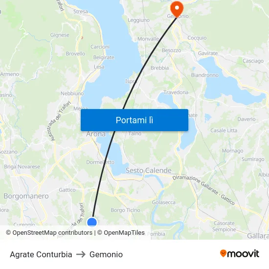 Agrate Conturbia to Gemonio map