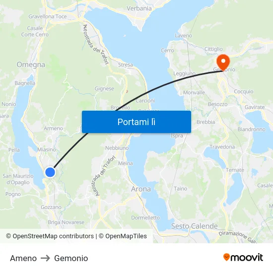 Ameno to Gemonio map