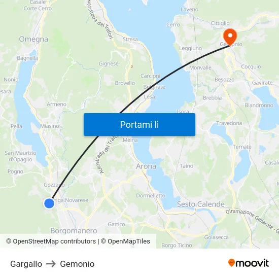 Gargallo to Gemonio map