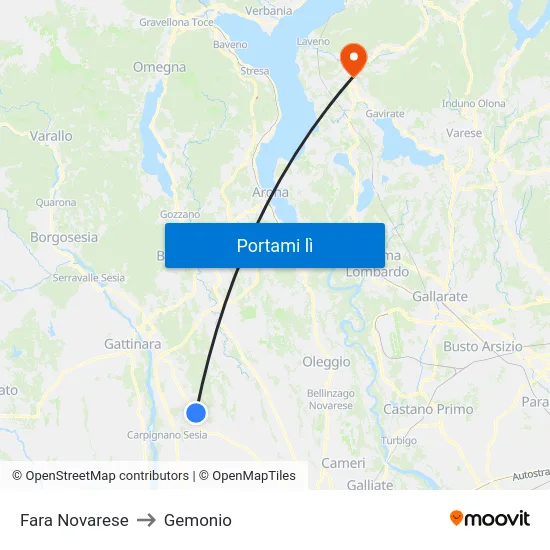 Fara Novarese to Gemonio map