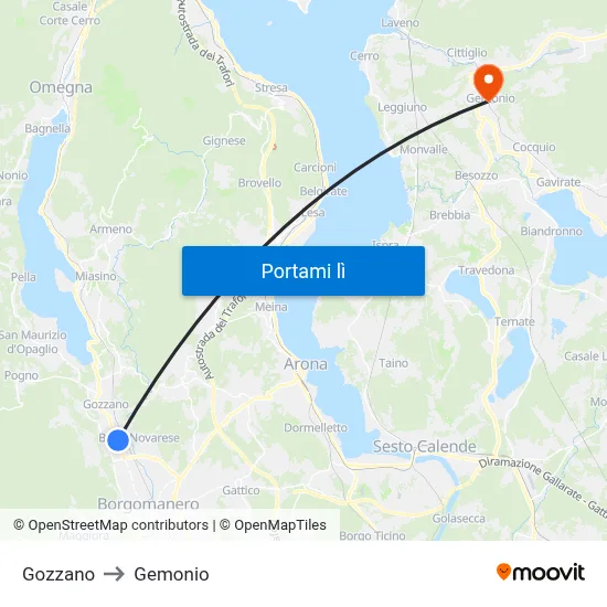 Gozzano to Gemonio map