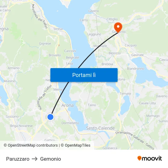 Paruzzaro to Gemonio map