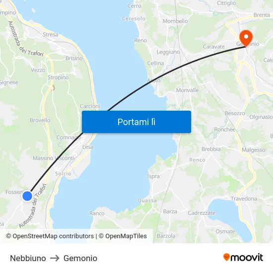 Nebbiuno to Gemonio map