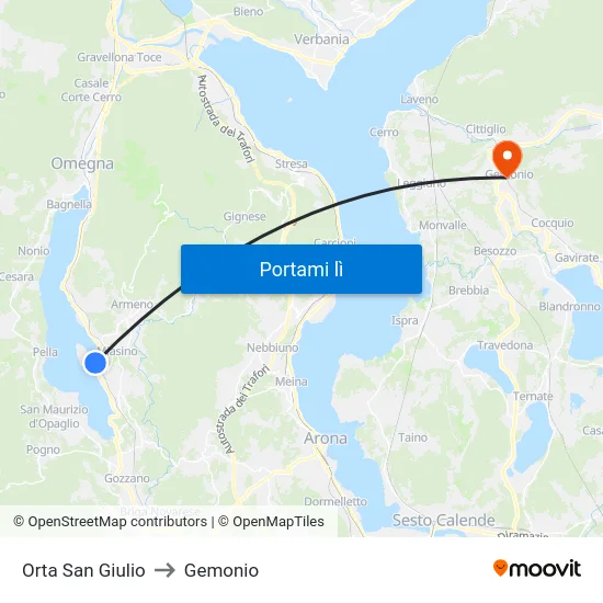 Orta San Giulio to Gemonio map