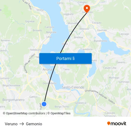 Veruno to Gemonio map