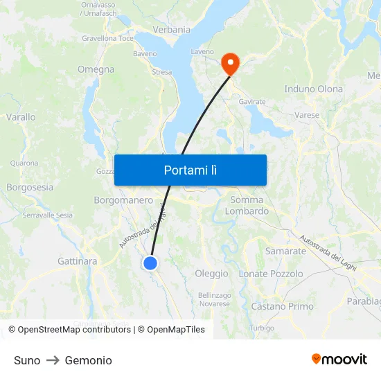 Suno to Gemonio map