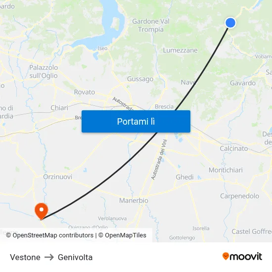 Vestone to Genivolta map