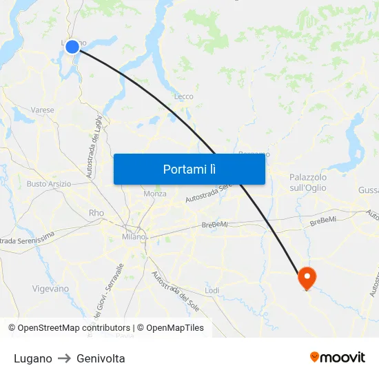 Lugano to Genivolta map