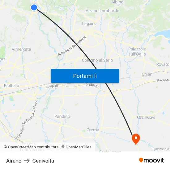 Airuno to Genivolta map