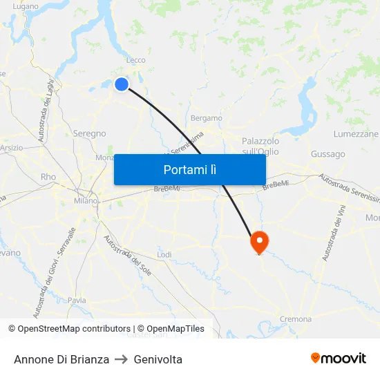 Annone Di Brianza to Genivolta map