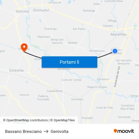Bassano Bresciano to Genivolta map