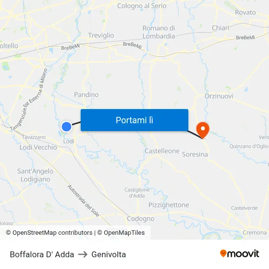 Boffalora D' Adda to Genivolta map