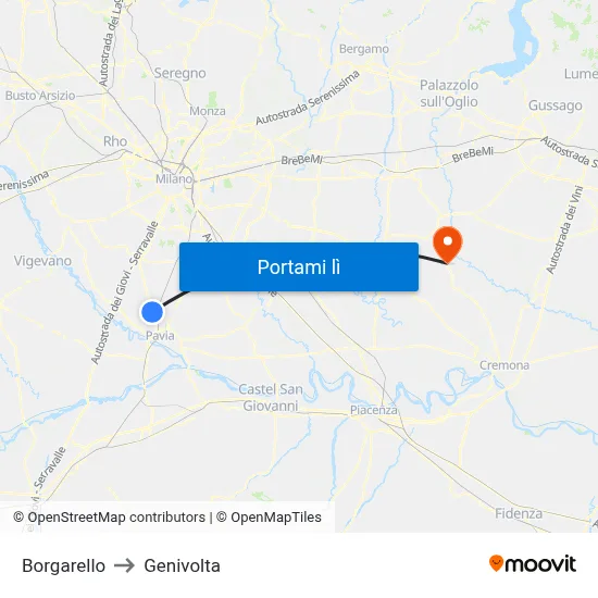 Borgarello to Genivolta map