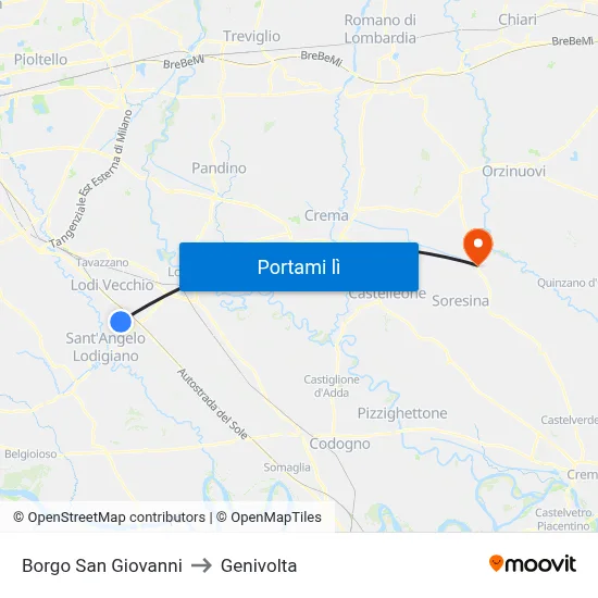 Borgo San Giovanni to Genivolta map