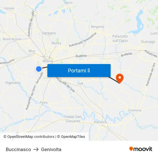 Buccinasco to Genivolta map